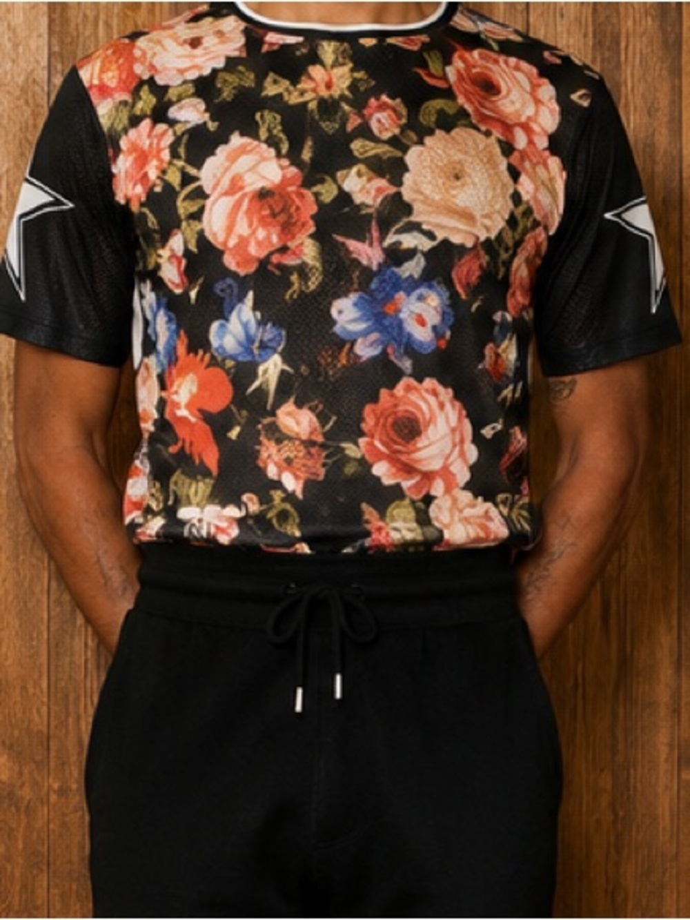 TOPSHOP FLORAL MESH T-SHIRT